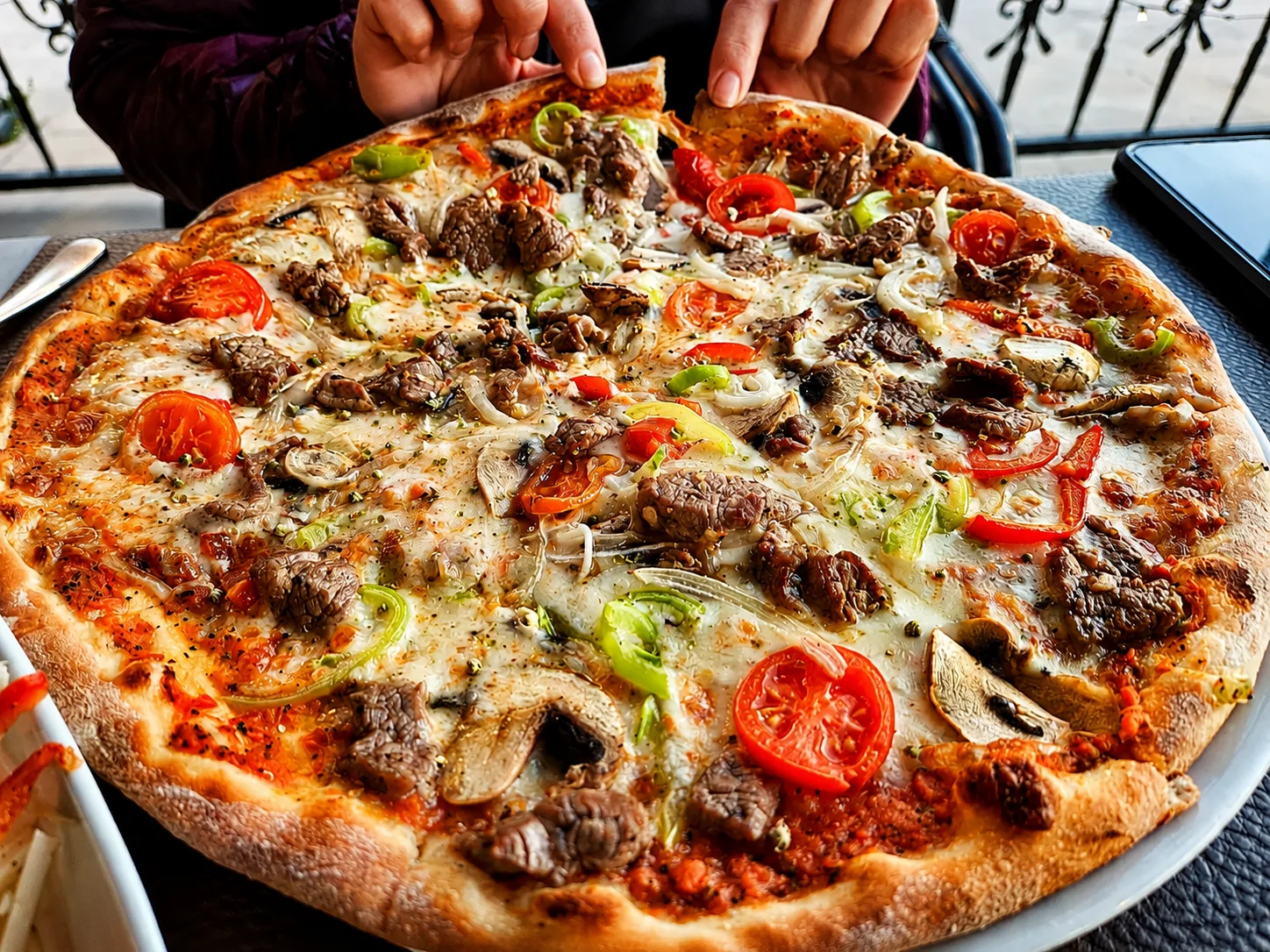 Pizza shared at the table