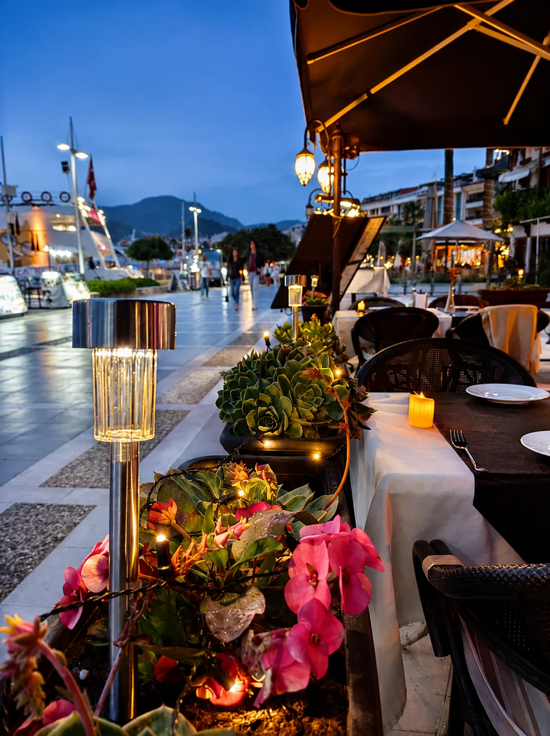 Evening terrace overlooking Marmaris harbour